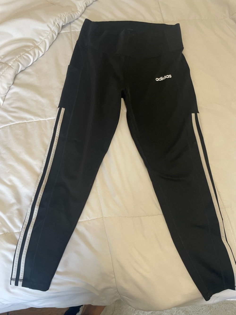 adidas Black Leggings with Reflective Side Stripes